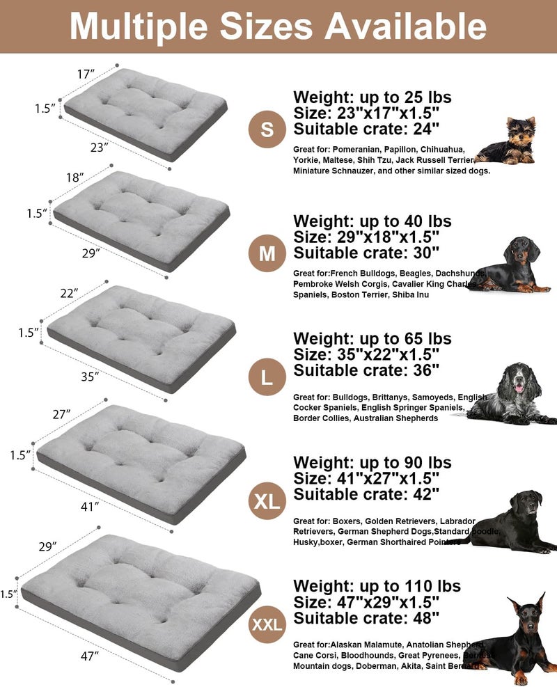 EMSLX Dog Bed for Crate Washable Dog Beds Large Sized Plush Kennel Pad Pet Sleeping Mat with Anti-Slip Bottom, 35x22 Inch, Grey - Image 5